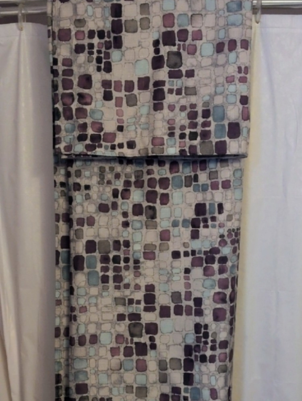 Geometric Design Shower Curtain Purple Brown Teal
